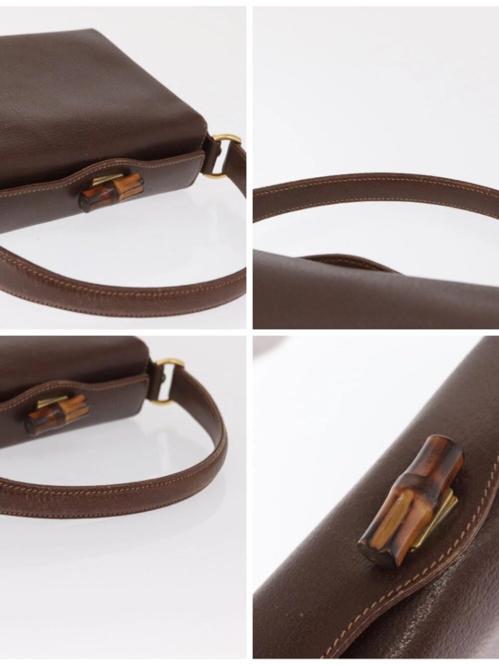 GUCCI Bamboo Hand Bag Leather Brown Gold Auth ep13180 - Picture 16 of 16